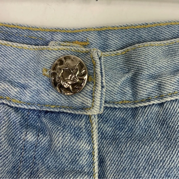 Vintage Explorer Light Blue Denim High Waist Jeans Gold Embroidered Size 14 - Picture 5 of 8